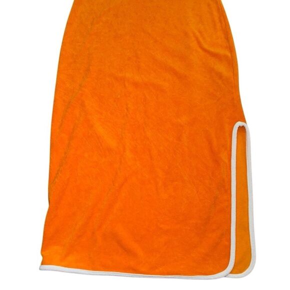 Juicy Couture Women’s Towel Terry Midi Dress W/ Side Slit in Mango Size Medium - Picture 6 of 8